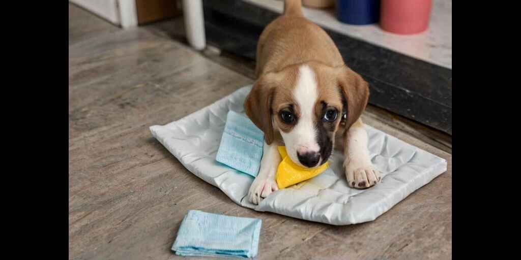 Puppy Eating Pee Pad